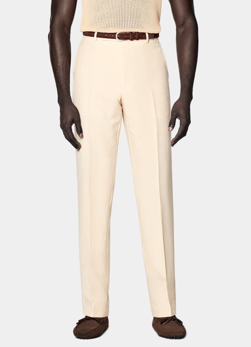 SUITSUPPLY All Season Wool Mohair by Vitale Barberis Canonico, Italy Light Yellow Tailored Fit Milano Suit
