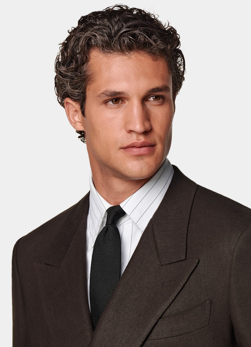 SUITSUPPLY Summer Pure Linen by Beste, Italy Mid Brown Tailored Fit Milano Suit