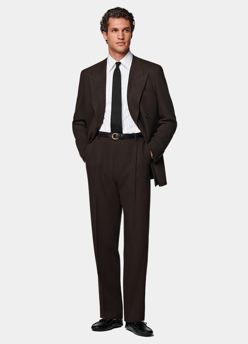 SUITSUPPLY Summer Pure Linen by Beste, Italy Mid Brown Tailored Fit Milano Suit