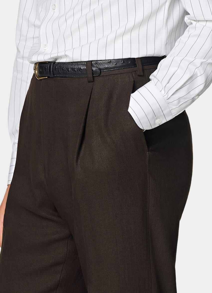 SUITSUPPLY Summer Pure Linen by Beste, Italy Mid Brown Tailored Fit Milano Suit