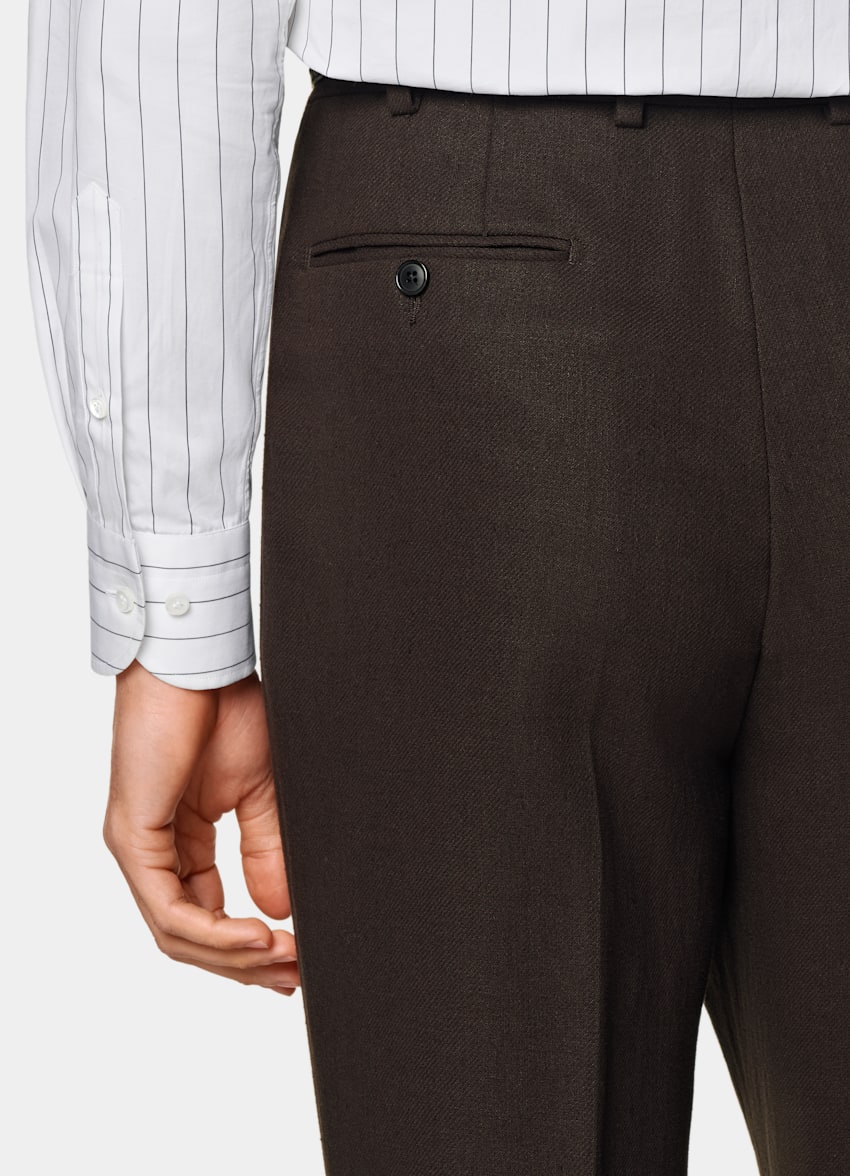 SUITSUPPLY Summer Pure Linen by Beste, Italy Mid Brown Tailored Fit Milano Suit