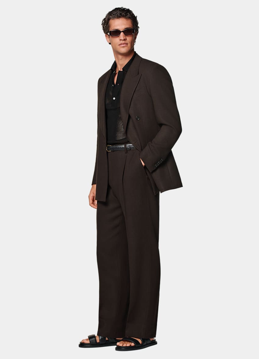 SUITSUPPLY Summer Pure Linen by Beste, Italy Mid Brown Tailored Fit Milano Suit
