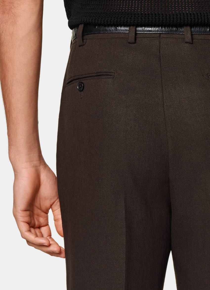 SUITSUPPLY Summer Pure Linen by Beste, Italy Mid Brown Tailored Fit Milano Suit