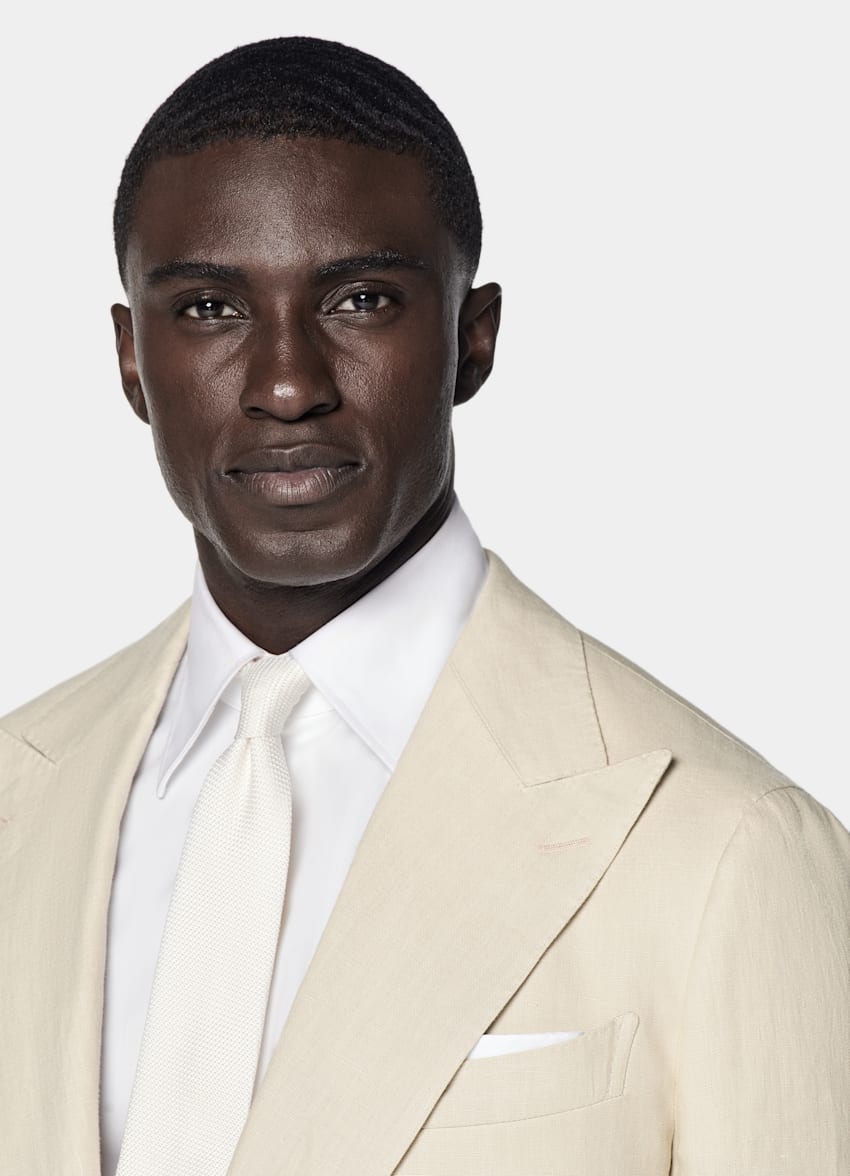 SUITSUPPLY Summer Pure Linen by Leomaster, Italy Sand Tailored Fit Havana Suit