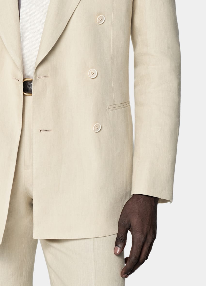 SUITSUPPLY Summer Pure Linen by Leomaster, Italy Sand Tailored Fit Havana Suit