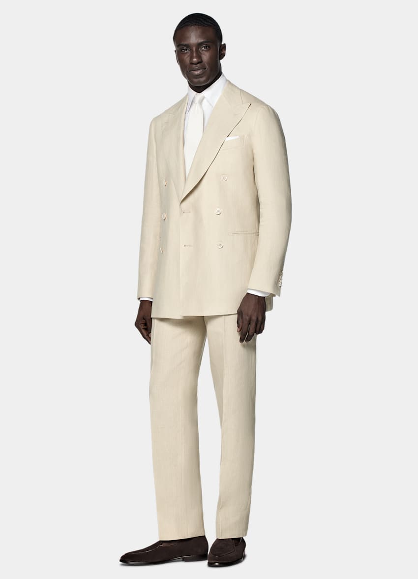 SUITSUPPLY Summer Pure Linen by Leomaster, Italy Sand Tailored Fit Havana Suit
