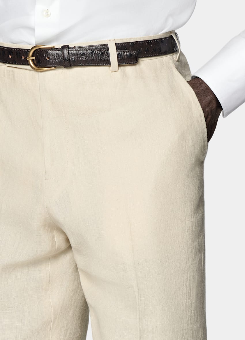 SUITSUPPLY Summer Pure Linen by Leomaster, Italy Sand Tailored Fit Havana Suit