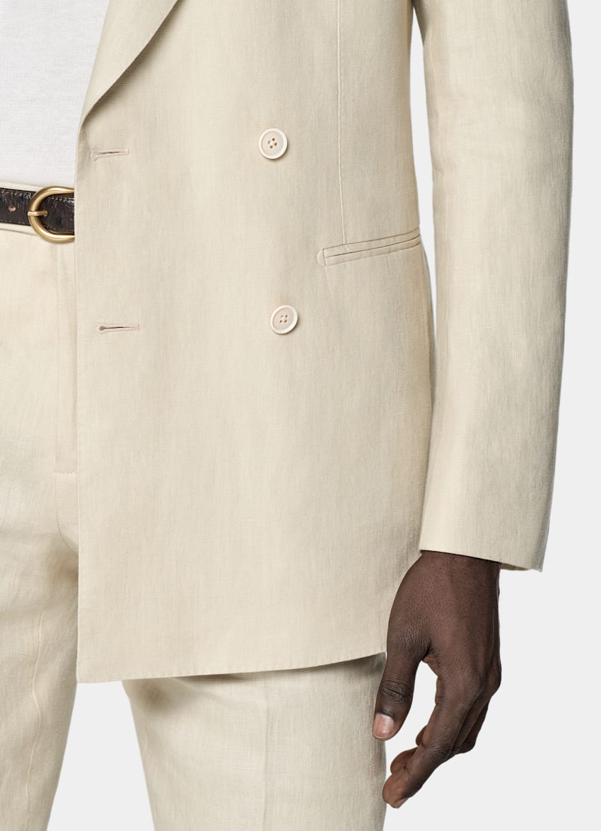 SUITSUPPLY Summer Pure Linen by Leomaster, Italy Sand Tailored Fit Havana Suit