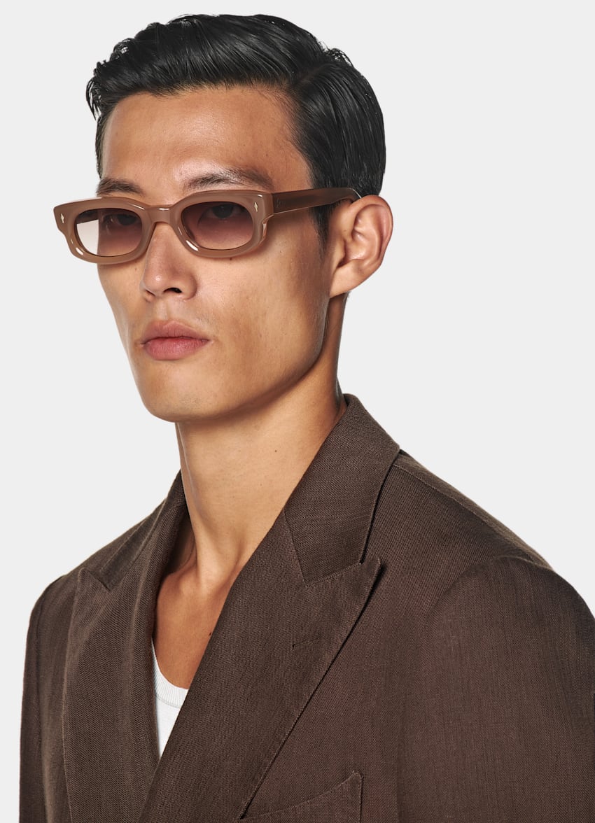 SUITSUPPLY Summer Cotton Linen by Emmetex, Italy Mid Brown Tailored Fit Milano Suit