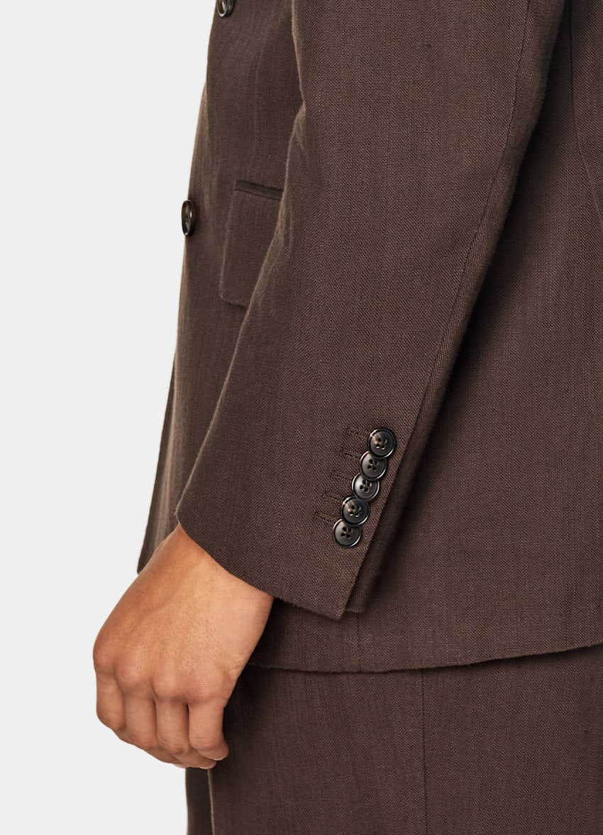 SUITSUPPLY Summer Cotton Linen by Emmetex, Italy Mid Brown Tailored Fit Milano Suit