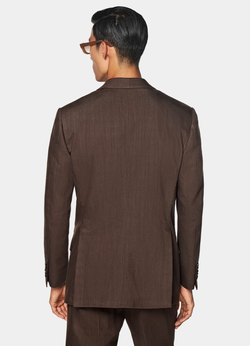 SUITSUPPLY Summer Cotton Linen by Emmetex, Italy Mid Brown Tailored Fit Milano Suit