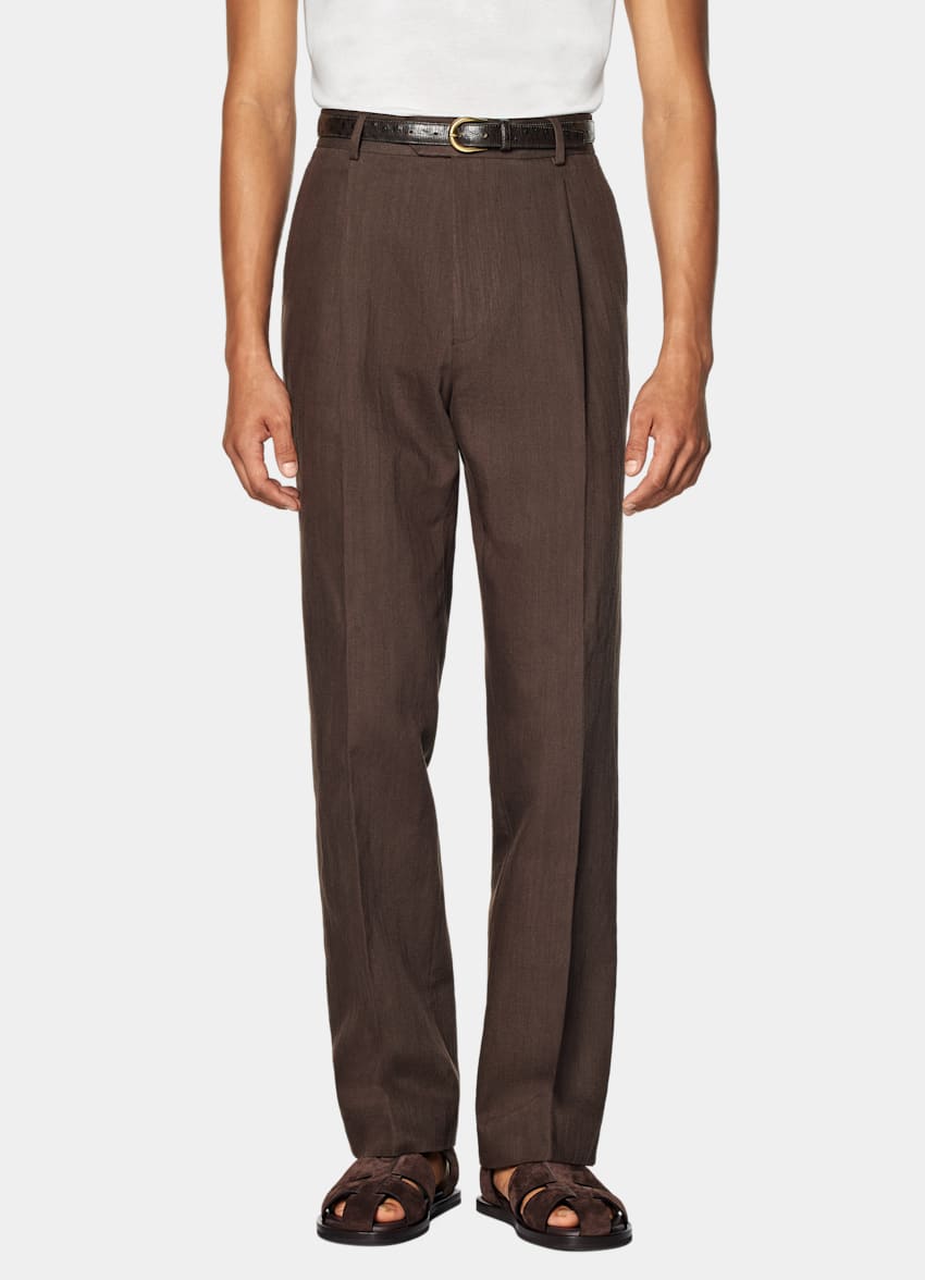 SUITSUPPLY Summer Cotton Linen by Emmetex, Italy Mid Brown Tailored Fit Milano Suit