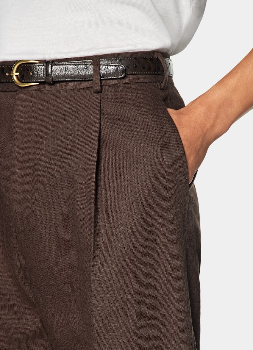 SUITSUPPLY Summer Cotton Linen by Emmetex, Italy Mid Brown Tailored Fit Milano Suit