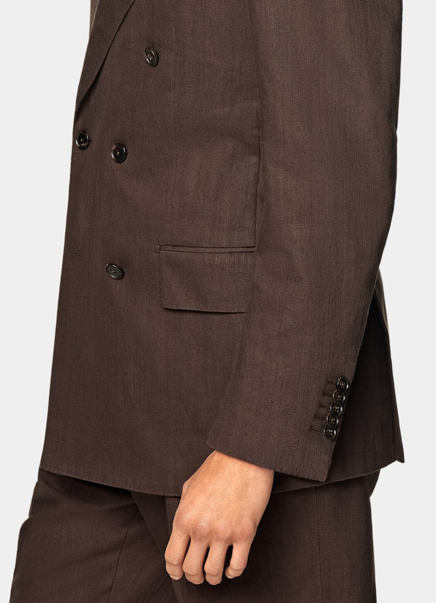SUITSUPPLY Summer Cotton Linen by Emmetex, Italy Mid Brown Tailored Fit Milano Suit