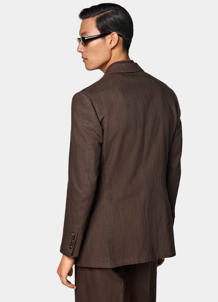SUITSUPPLY Summer Cotton Linen by Emmetex, Italy Mid Brown Tailored Fit Milano Suit