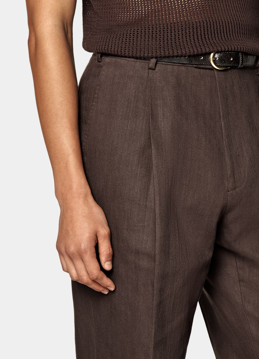 SUITSUPPLY Summer Cotton Linen by Emmetex, Italy Mid Brown Tailored Fit Milano Suit