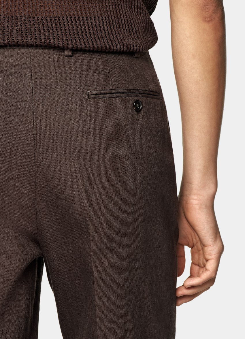 SUITSUPPLY Summer Cotton Linen by Emmetex, Italy Mid Brown Tailored Fit Milano Suit