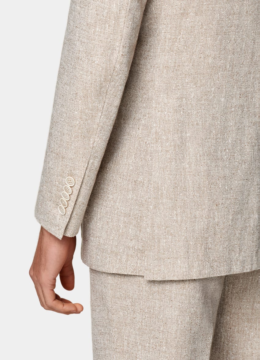 SUITSUPPLY Summer Linen Blend by Ferla, Italy Sand Tailored Fit Milano Suit