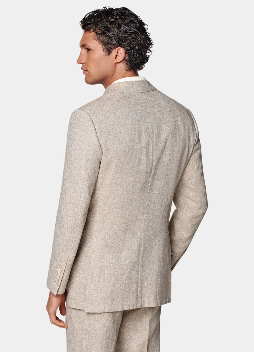 SUITSUPPLY Summer Linen Blend by Ferla, Italy Sand Tailored Fit Milano Suit