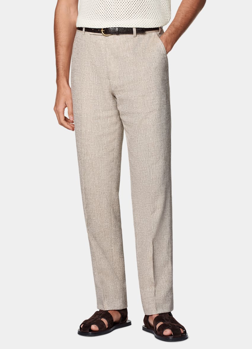 SUITSUPPLY Summer Linen Blend by Ferla, Italy Sand Tailored Fit Milano Suit