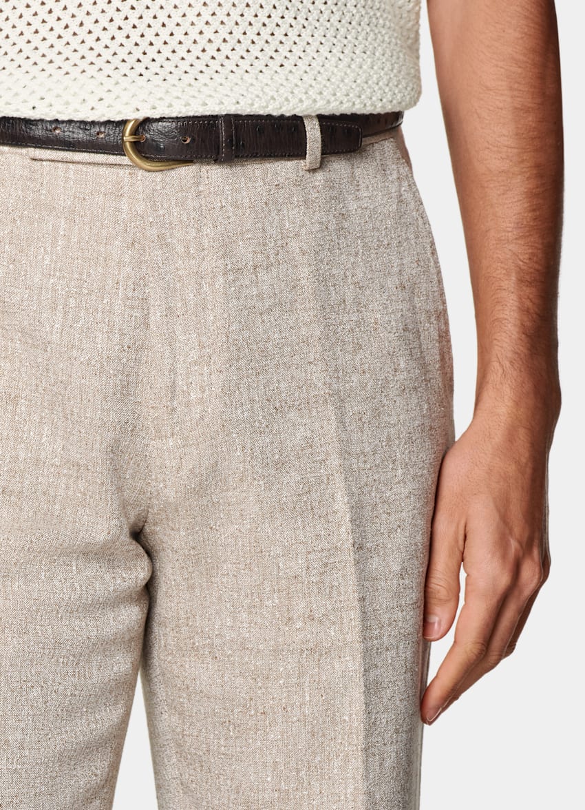 SUITSUPPLY Summer Linen Blend by Ferla, Italy Sand Tailored Fit Milano Suit