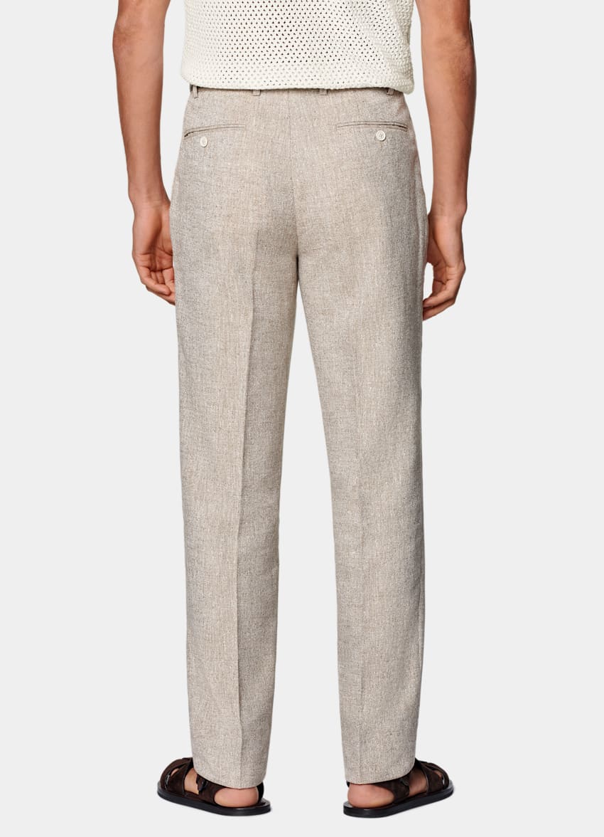 SUITSUPPLY Summer Linen Blend by Ferla, Italy Sand Tailored Fit Milano Suit