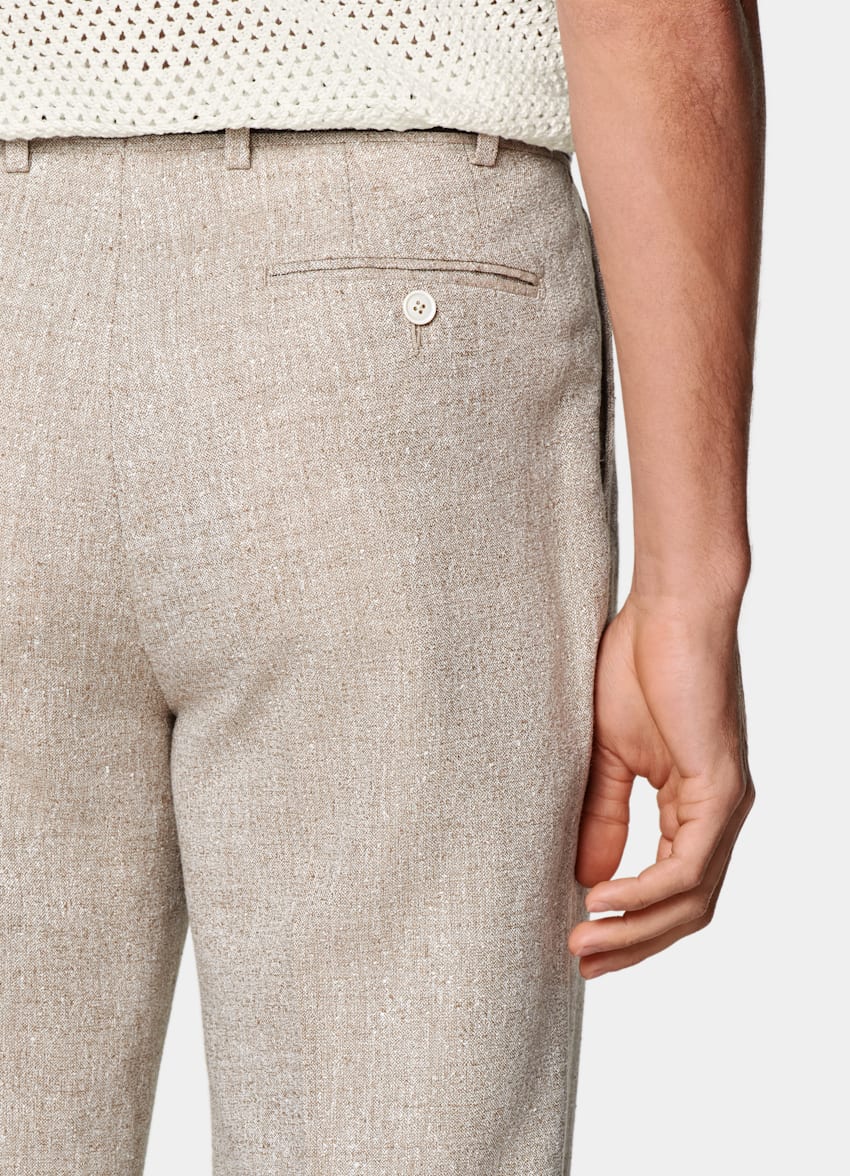 SUITSUPPLY Summer Linen Blend by Ferla, Italy Sand Tailored Fit Milano Suit