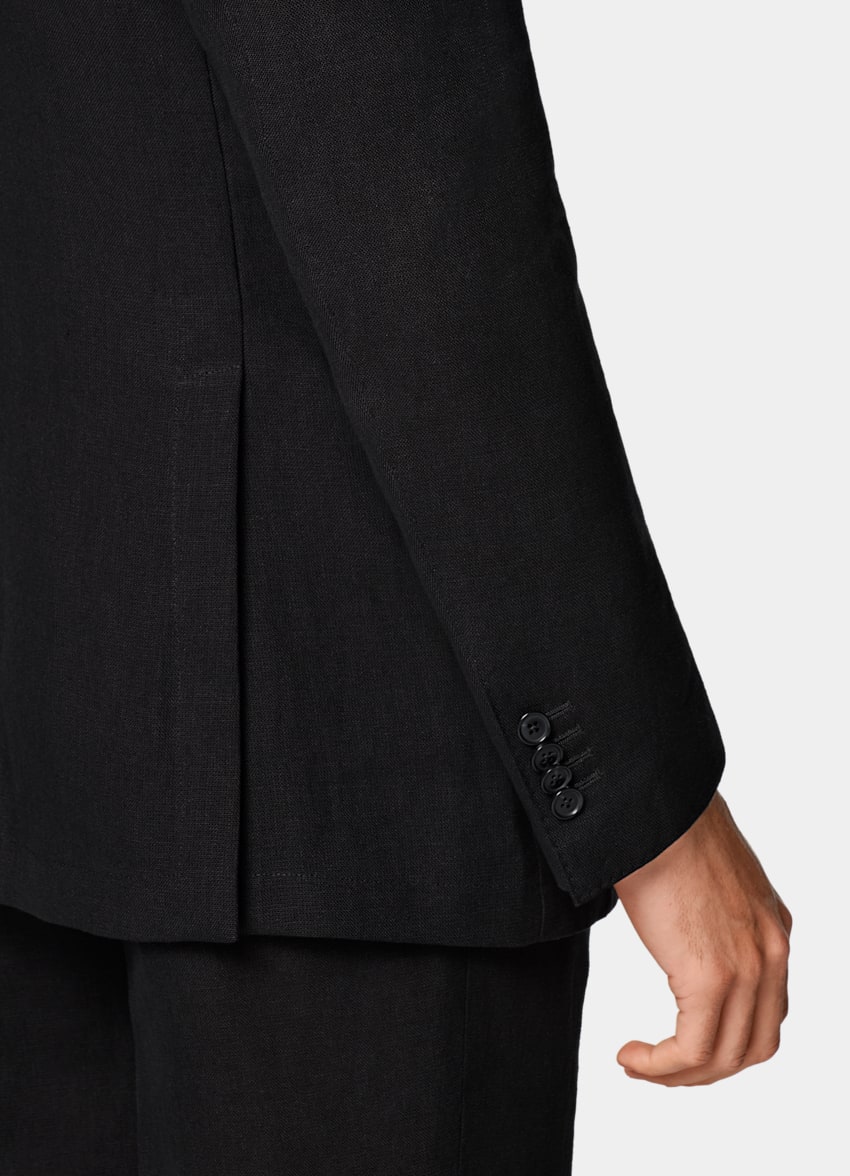 SUITSUPPLY Summer Pure Linen by Rogna, Italy Black Relaxed Fit Roma Suit