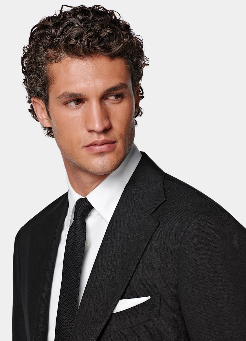 SUITSUPPLY Summer Pure Linen by Rogna, Italy Black Relaxed Fit Roma Suit