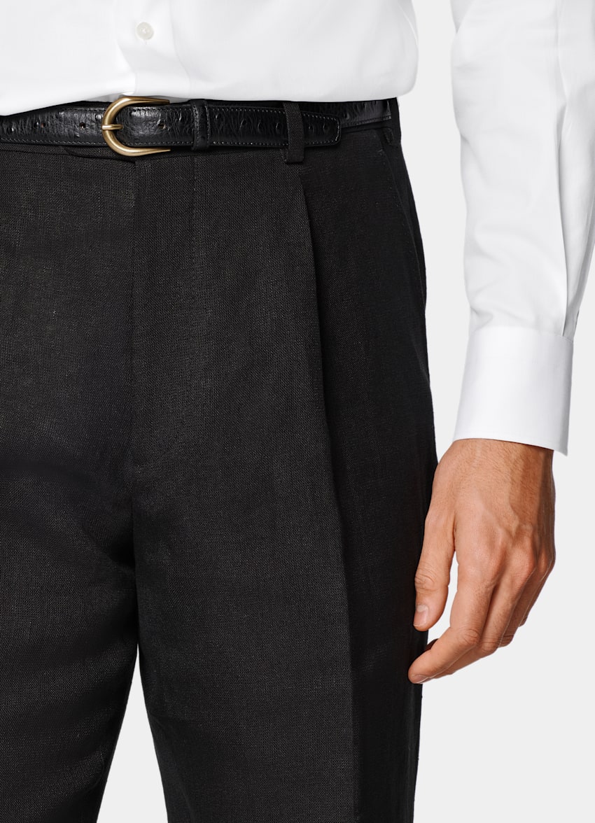 SUITSUPPLY Summer Pure Linen by Rogna, Italy Black Relaxed Fit Roma Suit