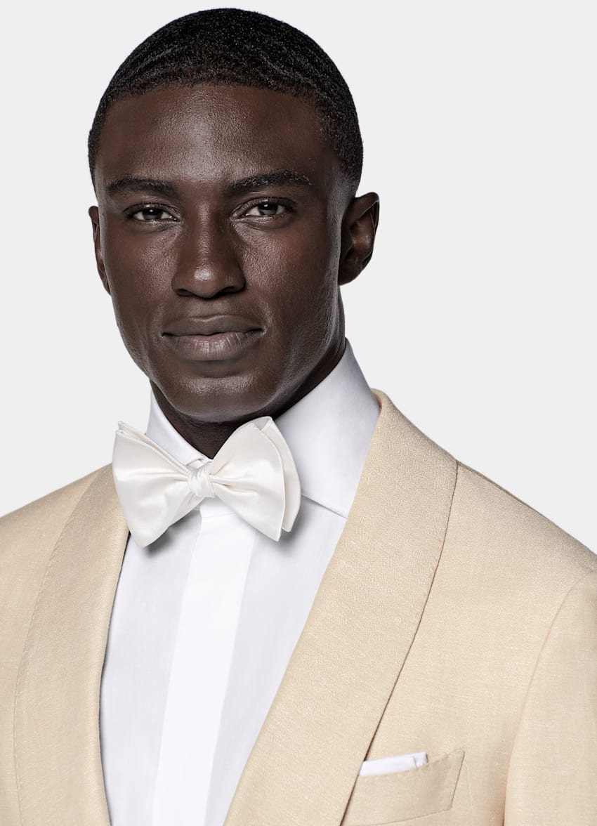 SUITSUPPLY Summer Wool Linen by Reda, Italy Sand Tailored Fit Havana Tuxedo