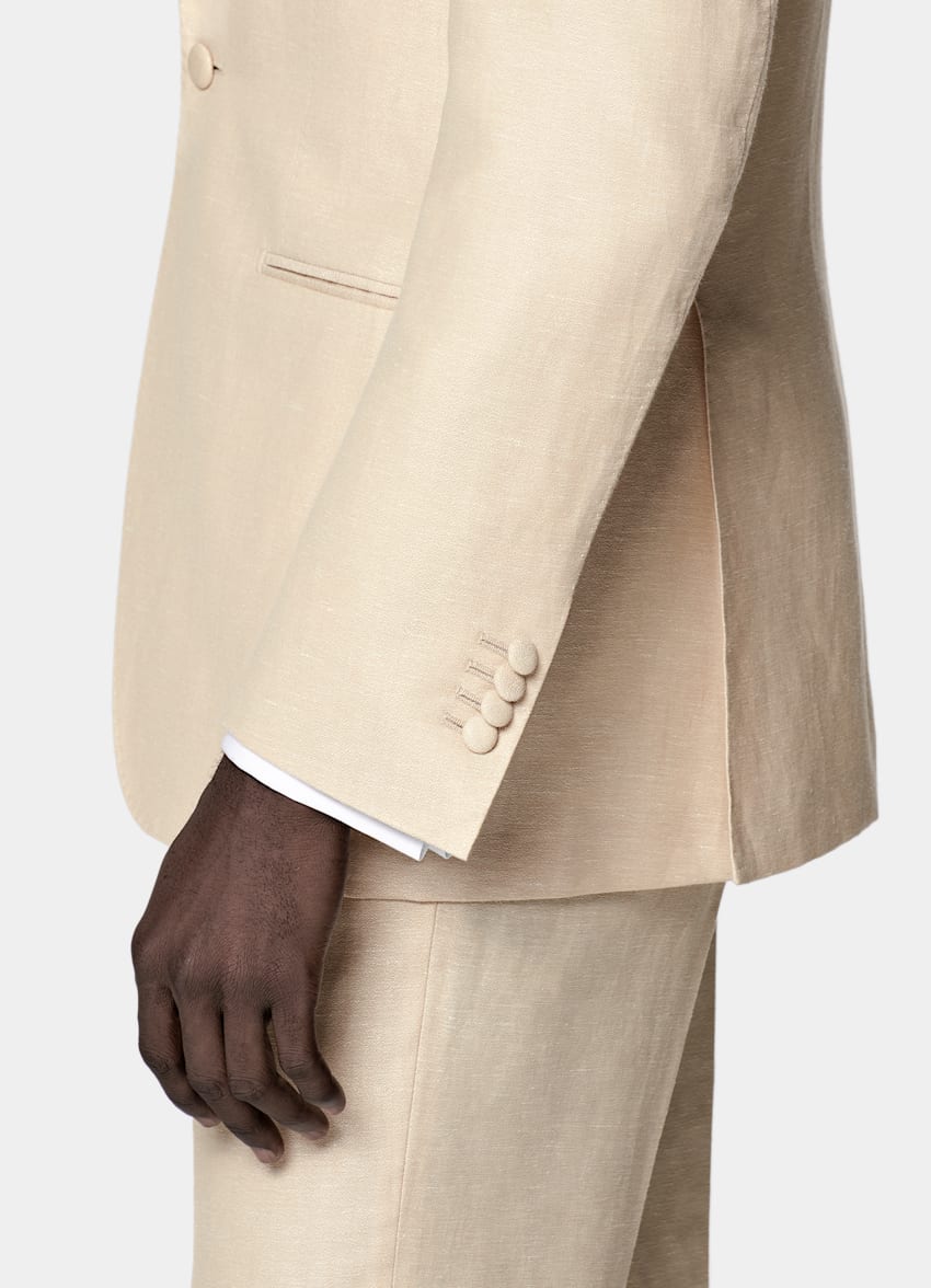 SUITSUPPLY Summer Wool Linen by Reda, Italy Sand Tailored Fit Havana Tuxedo