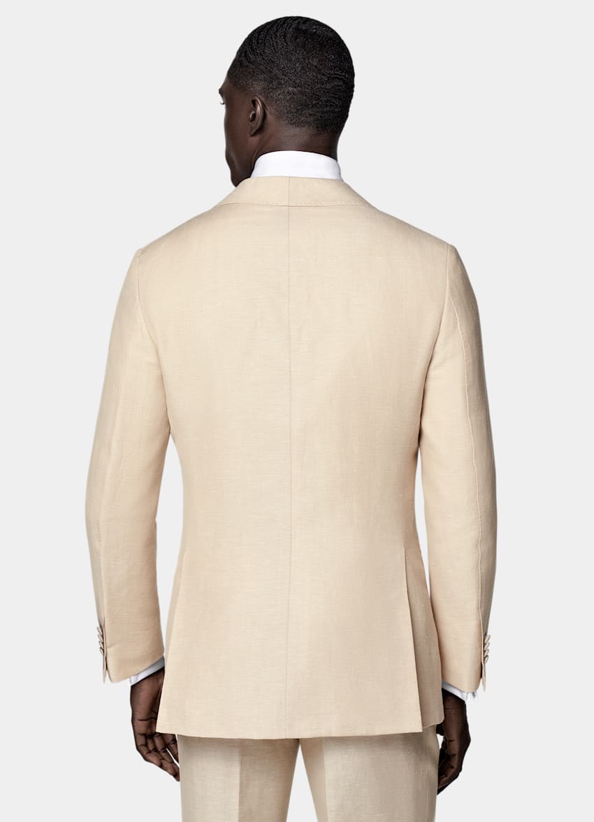 SUITSUPPLY Summer Wool Linen by Reda, Italy Sand Tailored Fit Havana Tuxedo