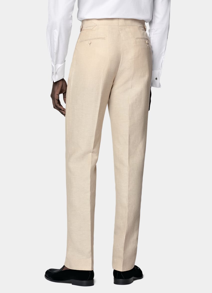 SUITSUPPLY Summer Wool Linen by Reda, Italy Sand Tailored Fit Havana Tuxedo