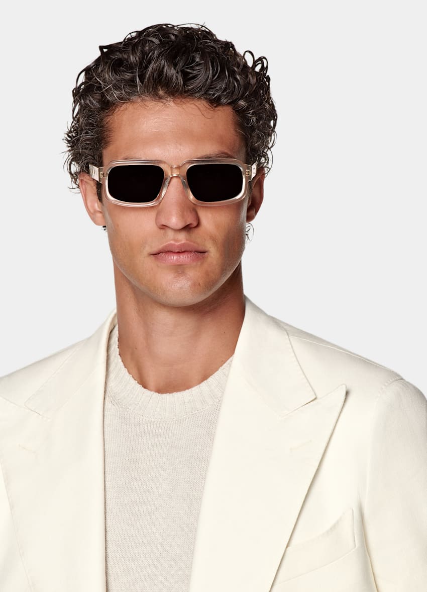 SUITSUPPLY Summer Linen Wool by Rogna, Italy Off-White Tailored Fit Havana Suit