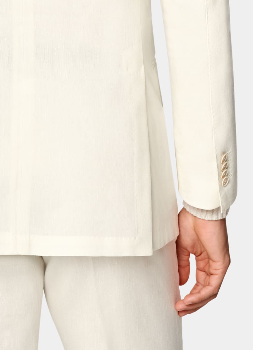 SUITSUPPLY Summer Linen Wool by Rogna, Italy Off-White Tailored Fit Havana Suit