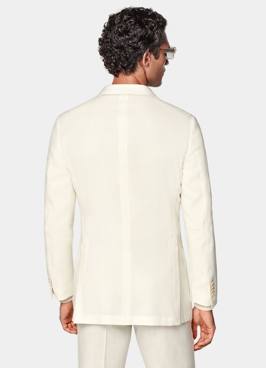 SUITSUPPLY Summer Linen Wool by Rogna, Italy Off-White Tailored Fit Havana Suit