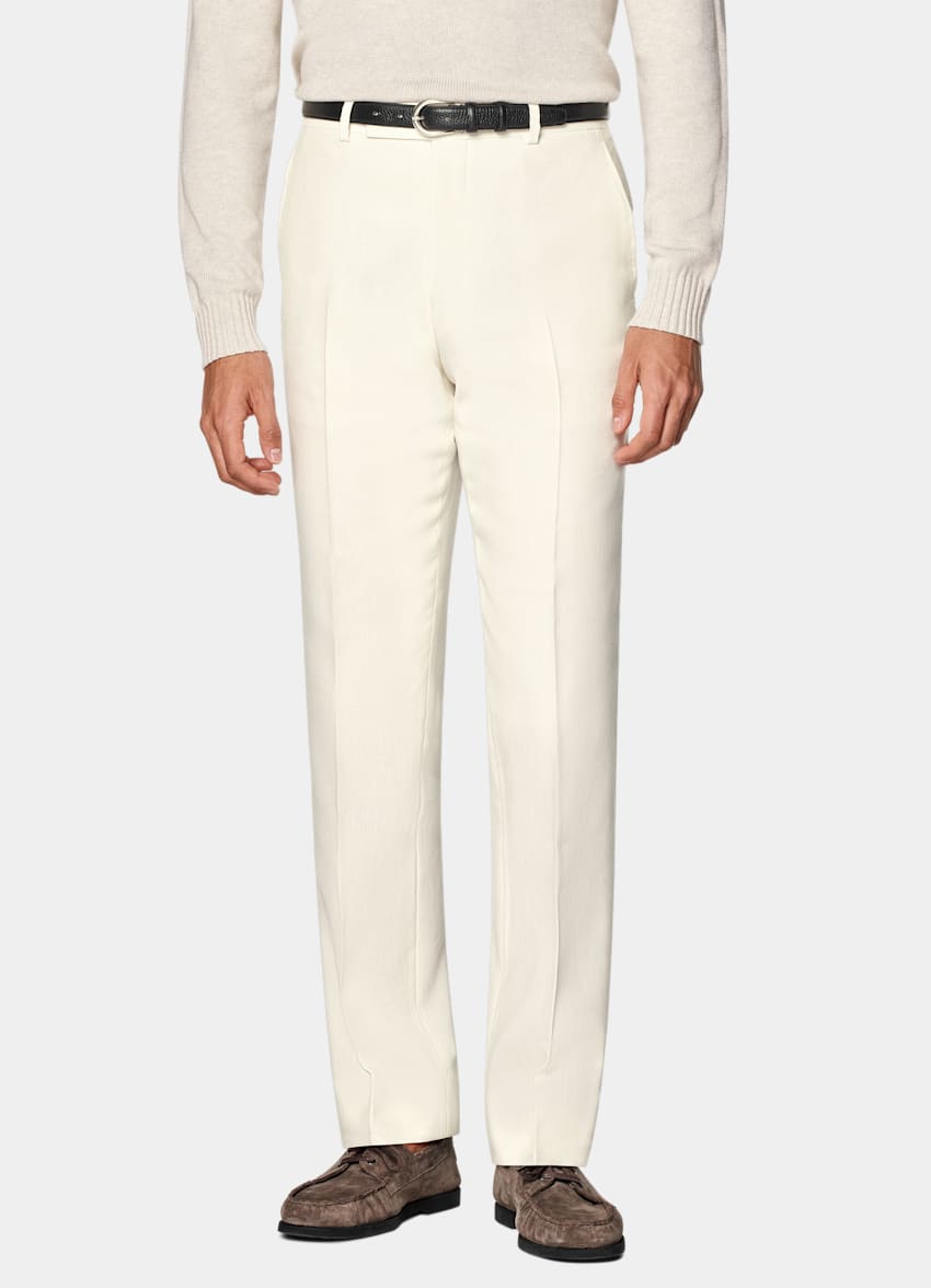 SUITSUPPLY Summer Linen Wool by Rogna, Italy Off-White Tailored Fit Havana Suit