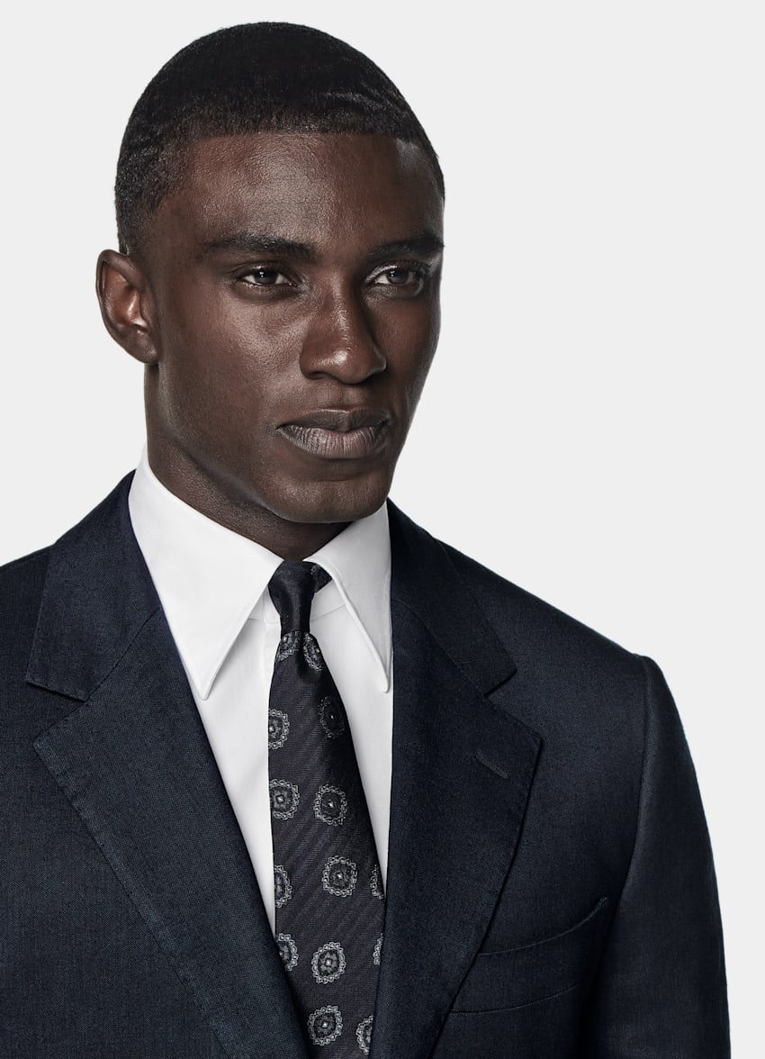 SUITSUPPLY Estate Lino e lana - Rogna, Italia Abito Milano blu navy tailored fit