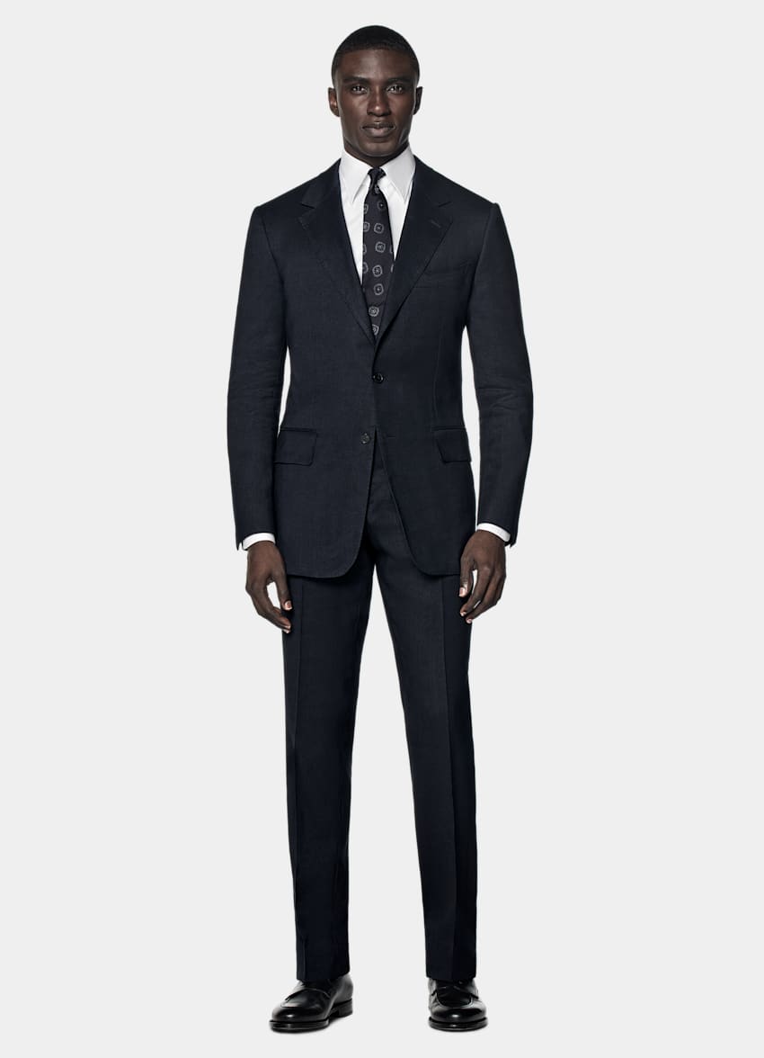 SUITSUPPLY Estate Lino e lana - Rogna, Italia Abito Milano blu navy tailored fit