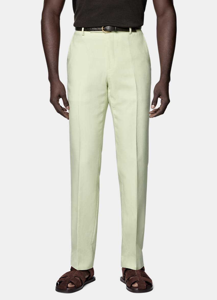 SUITSUPPLY All Season Wool Mohair by Rogna, Italy Light Green Tailored Fit Milano Suit