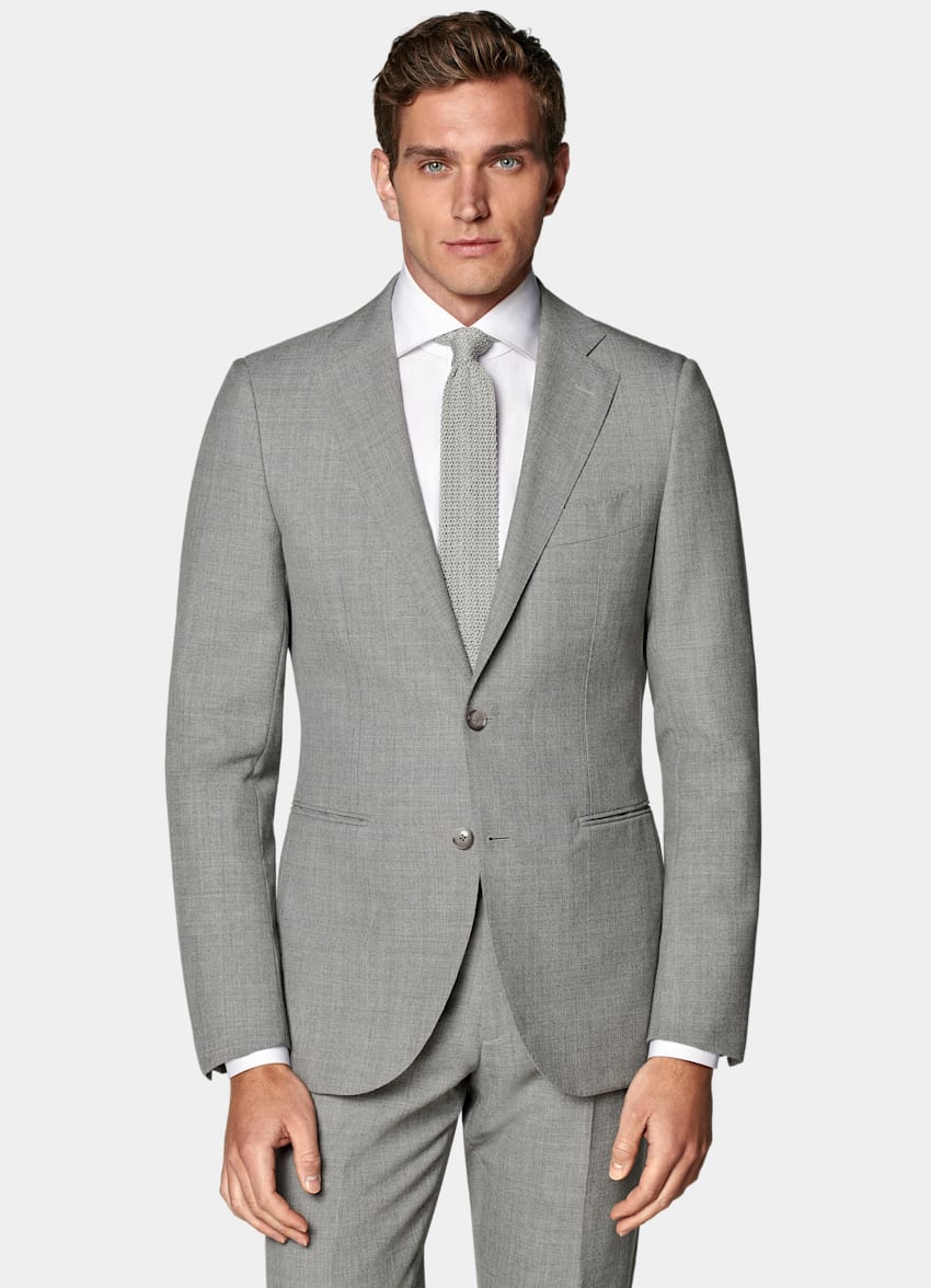 SUITSUPPLY Pure Tropical Wool by Vitale Barberis Canonico, Italy Light Grey Perennial Lazio Suit