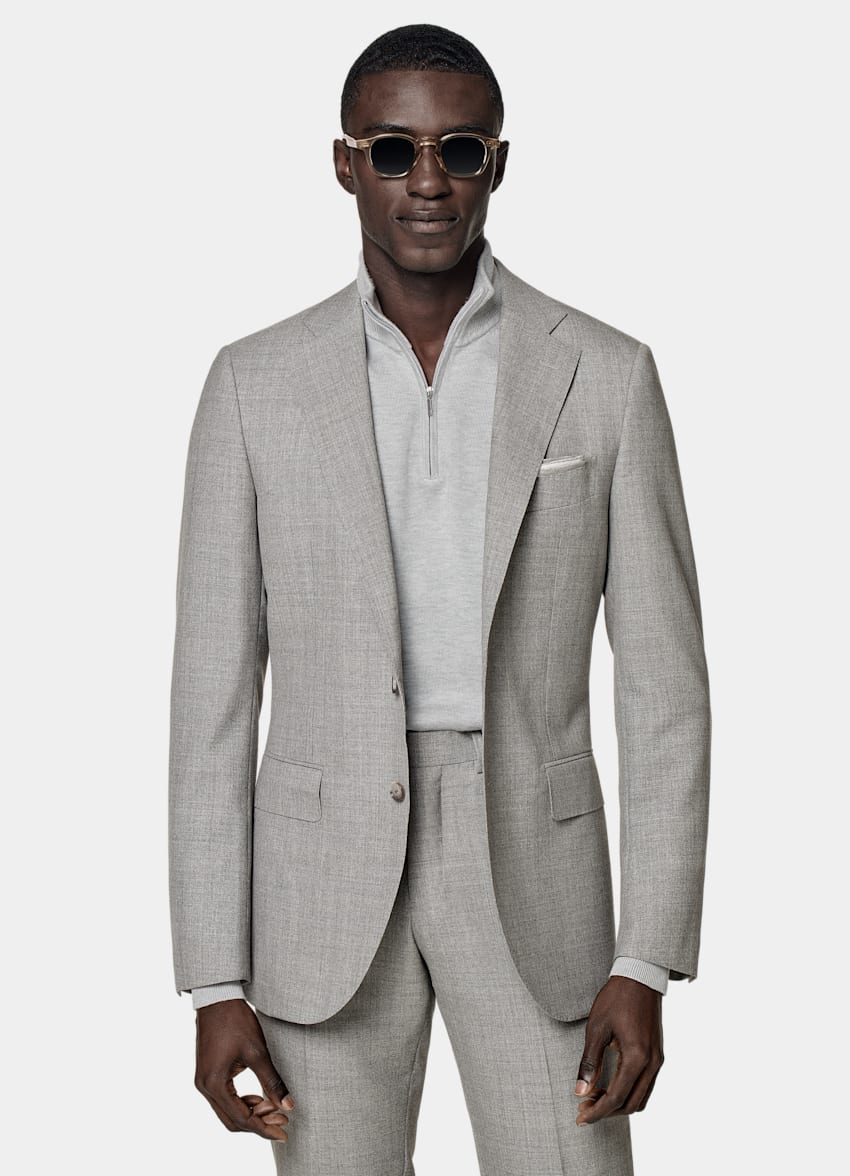 Light Grey Perennial Lazio Suit | Pure Tropical Wool Single Breasted ...