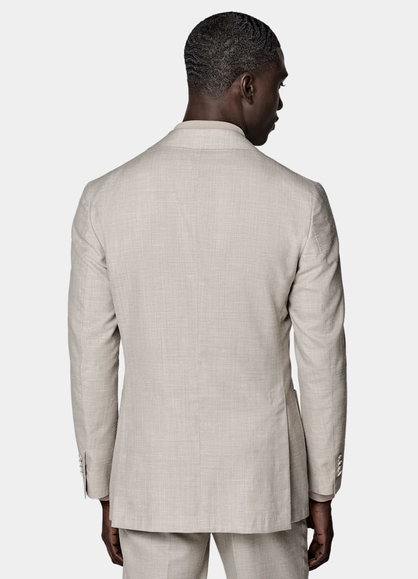 SUITSUPPLY Wool Silk Linen by Rogna, Italy Sand Three-Piece Havana Suit