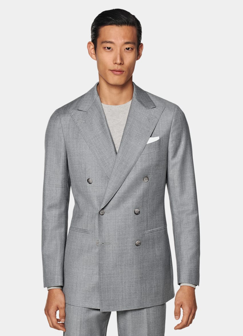 SUITSUPPLY All season Pure laine S110's par Vitale Barberis Canonico, Italie Costume Perennial Havana coupe Tailored gris clair