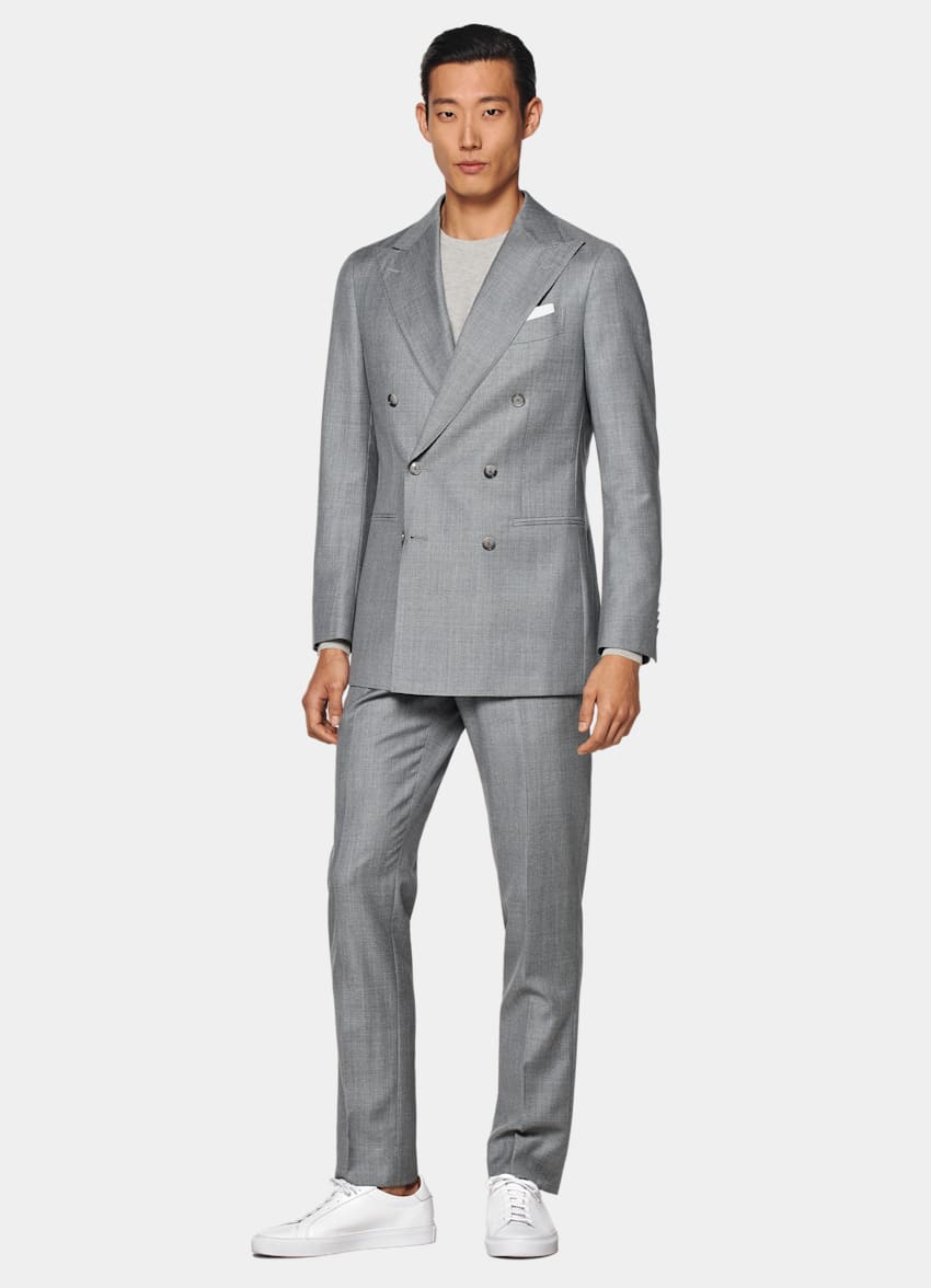 SUITSUPPLY All season Pure laine S110's par Vitale Barberis Canonico, Italie Costume Perennial Havana coupe Tailored gris clair