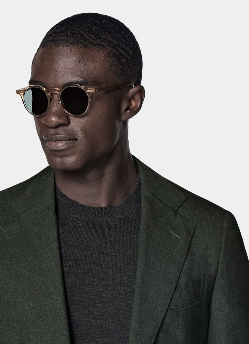 SUITSUPPLY 四季热带羊毛 由Vitale Barberis Canonico生产，产自意大利 Perennial Havana 深绿色合体身型西装