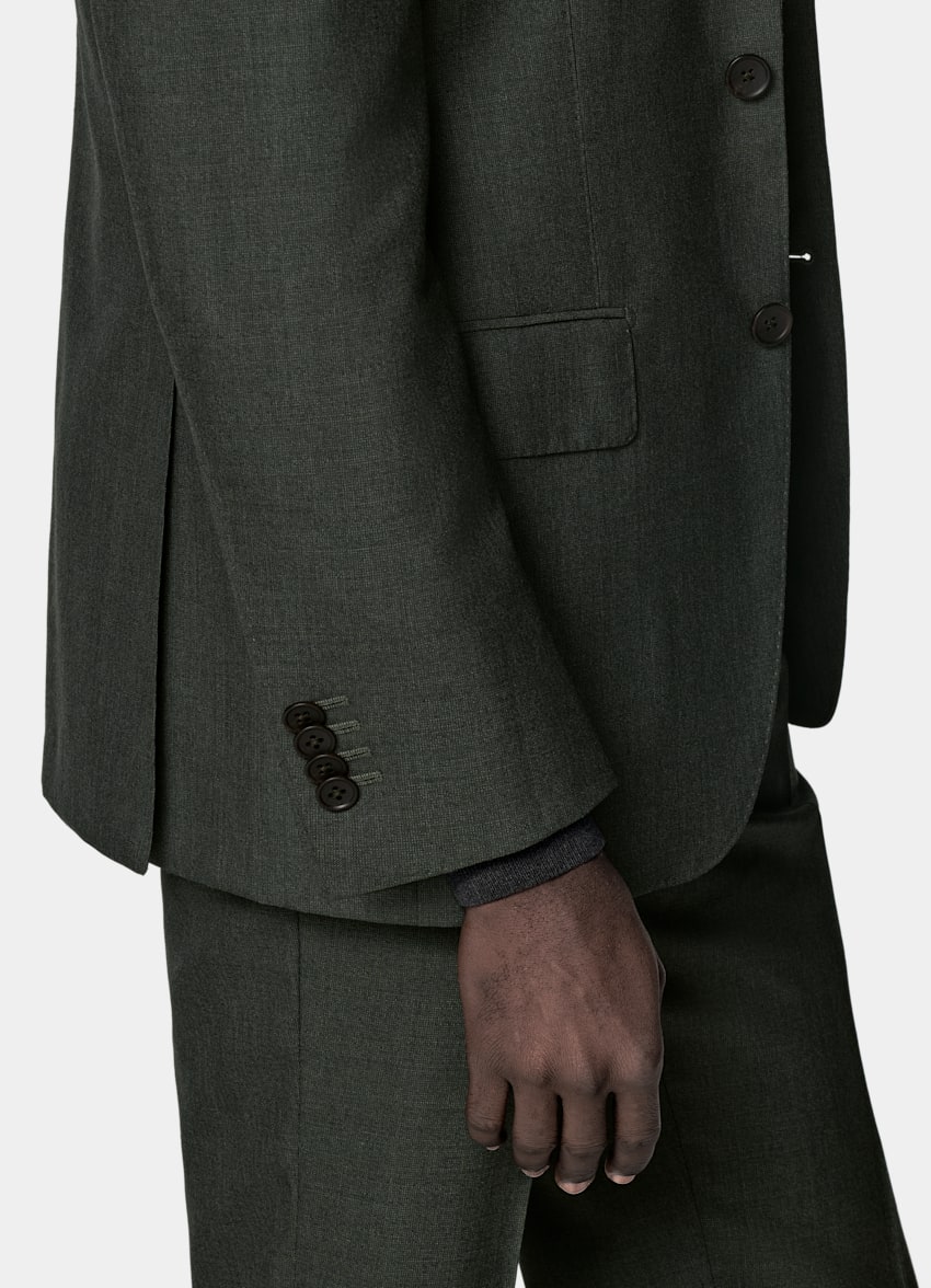 SUITSUPPLY 四季热带羊毛 由Vitale Barberis Canonico生产，产自意大利 Perennial Havana 深绿色合体身型西装