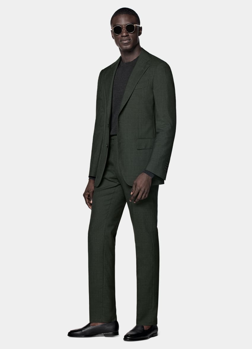 SUITSUPPLY 四季热带羊毛 由Vitale Barberis Canonico生产，产自意大利 Perennial Havana 深绿色合体身型西装