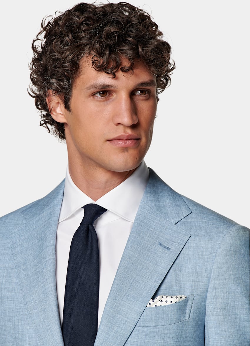 Light Blue Perennial Tailored Fit Havana Suit in Pure Tropical